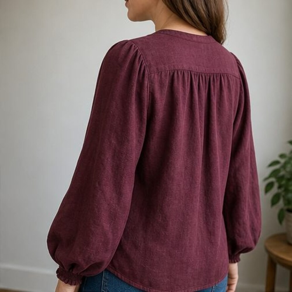 Burgundy Ruffle Blouse - Picture 3 of 6
